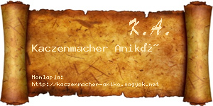 Kaczenmacher Anikó névjegykártya